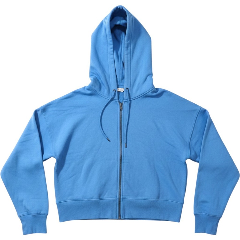 Universal Thread Hoodie Womens L Blue Cropped Full Zip Fleece Long Sleeve Solid